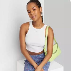 Two-count Wild Fable women’s ribbed tiny tank white/green